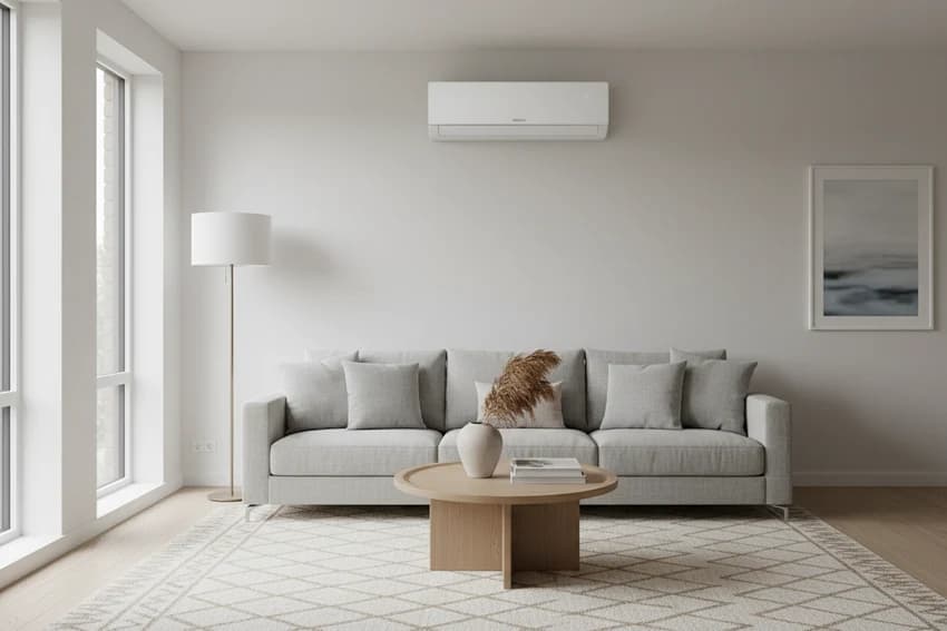 Split-system air conditioner in a living room